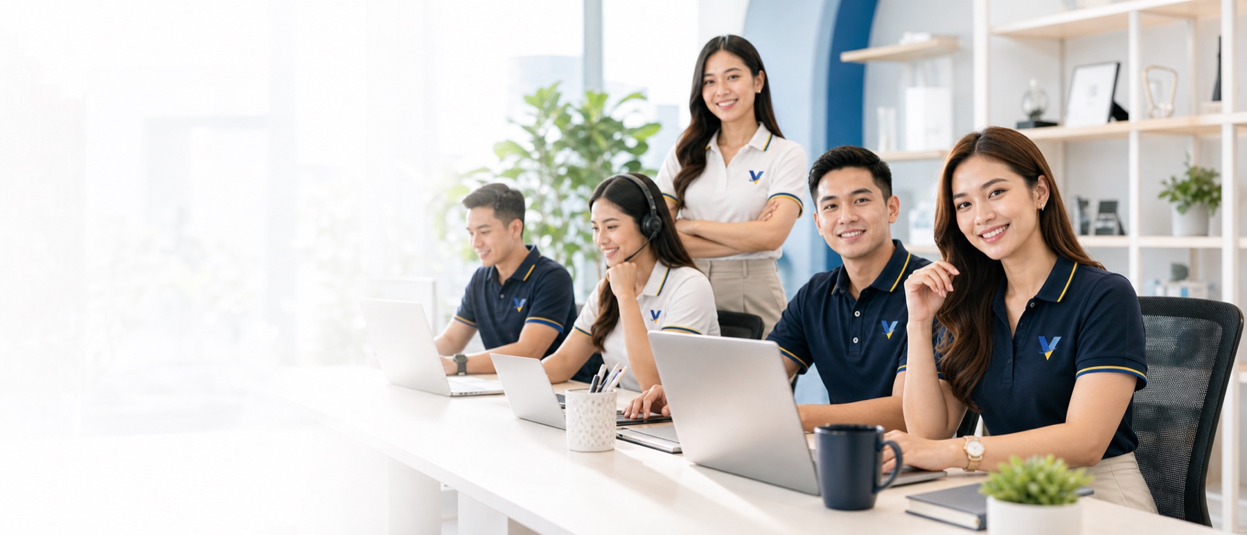 Filipino VenderIT remote professionals in a bright operations studio
