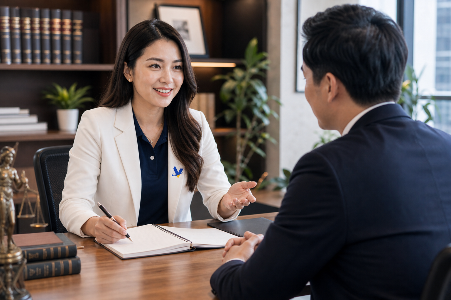 Legal services account manager discussing onboarding support