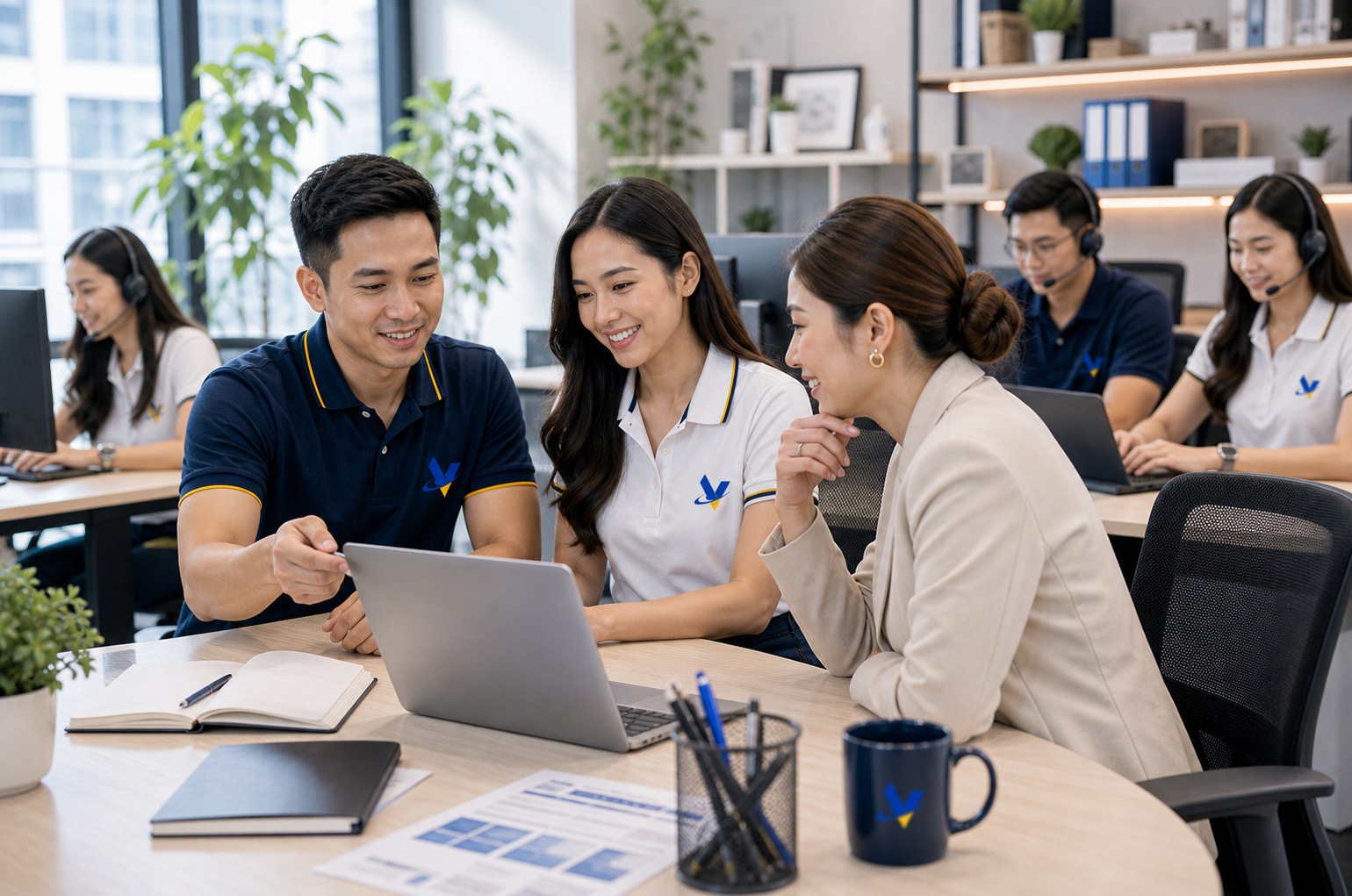 Professional services support team coordinating client operations