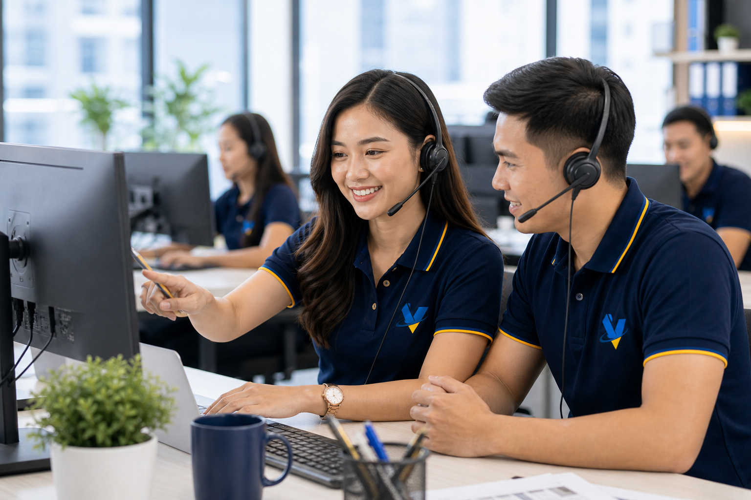 Support operations coordinator monitoring service levels and response quality