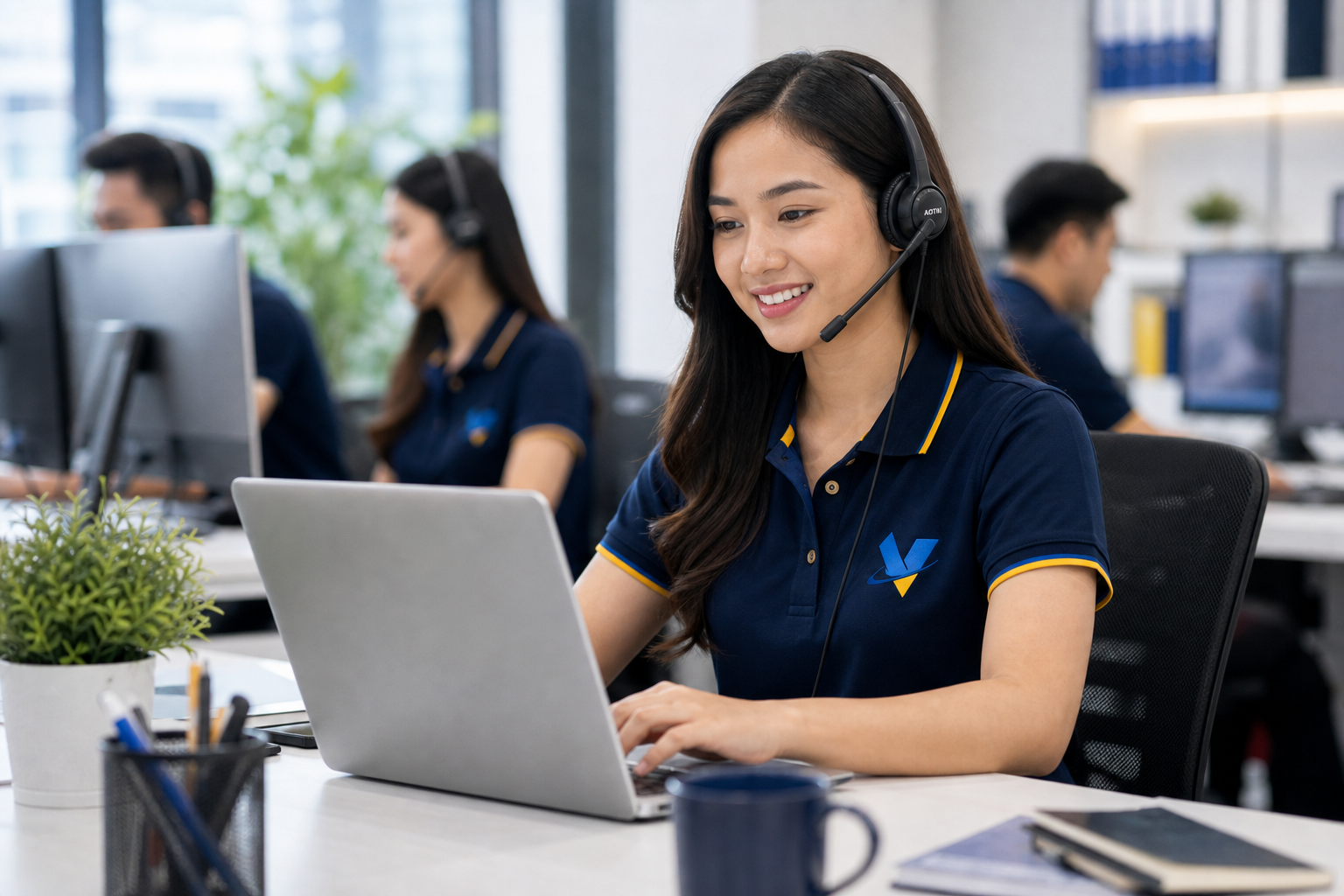 Filipino technical support specialist reviewing website and hosting dashboard