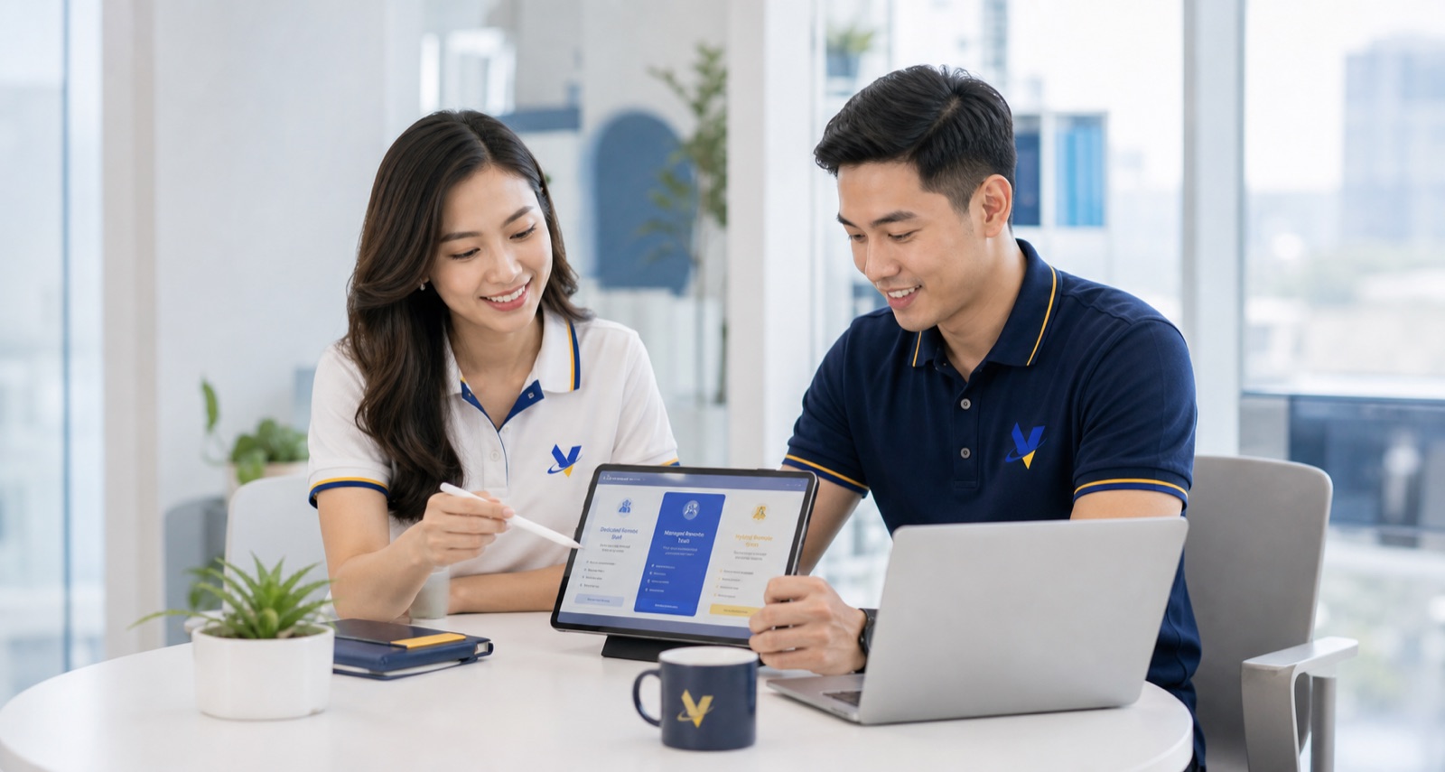 VenderIT consultants reviewing managed remote team options
